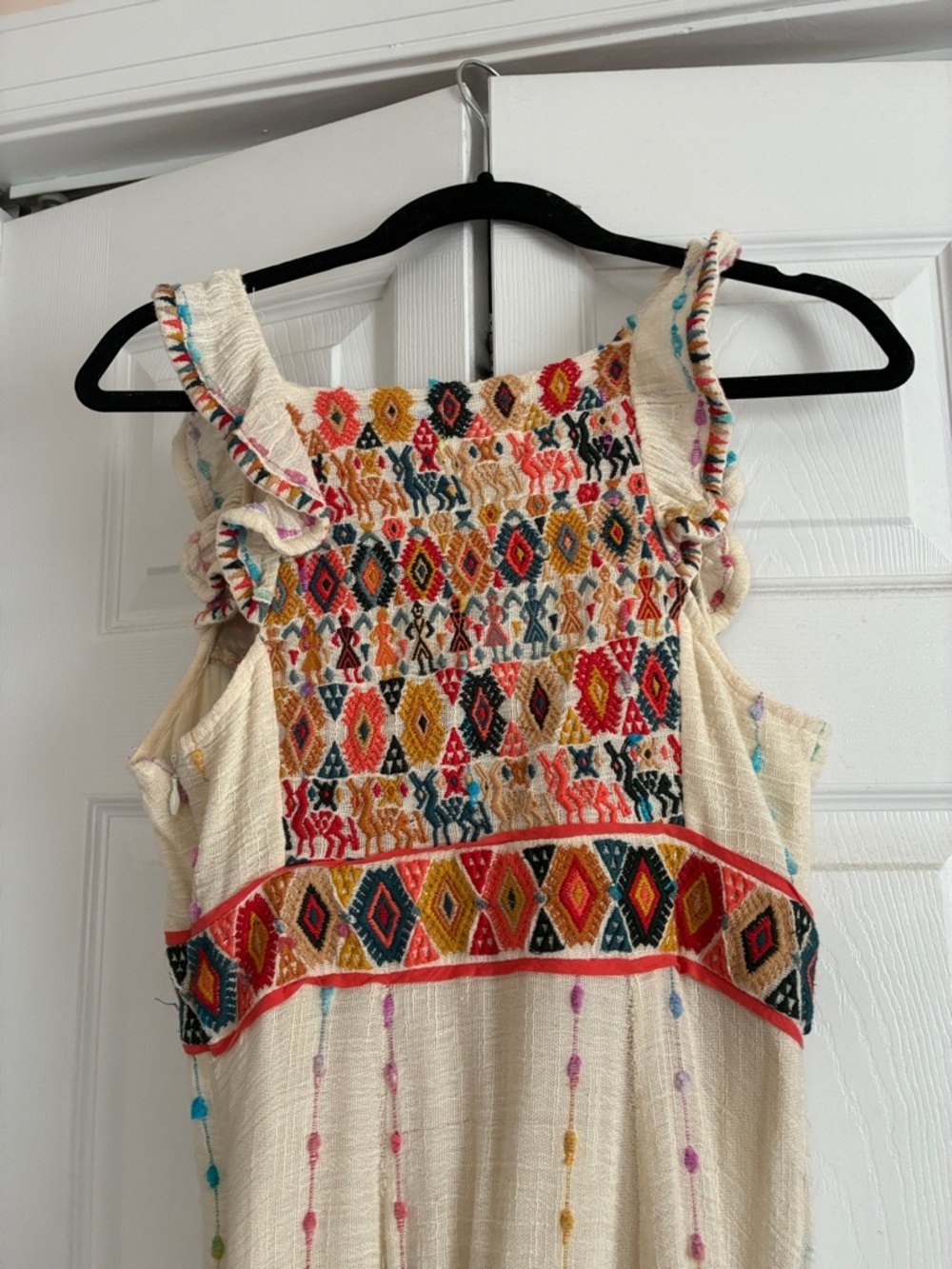 Maeve Cream Maxi Dress with Colorful Embroidered Bodice - Picture 4 of 4